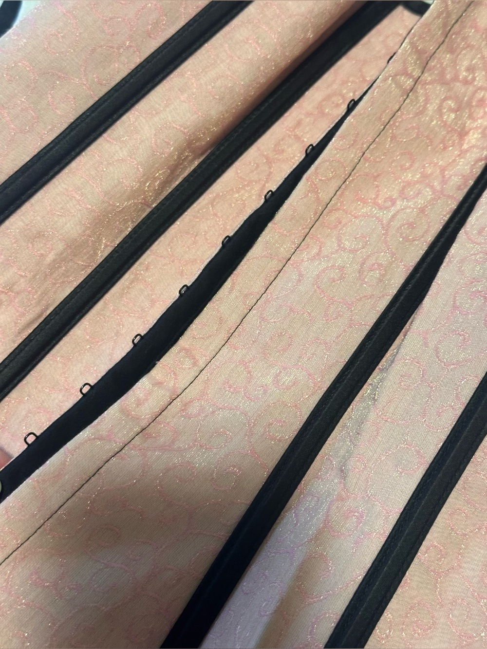 Pink and Black Lace-Up ribbed Corset Waist Cincher - Picture 9 of 9